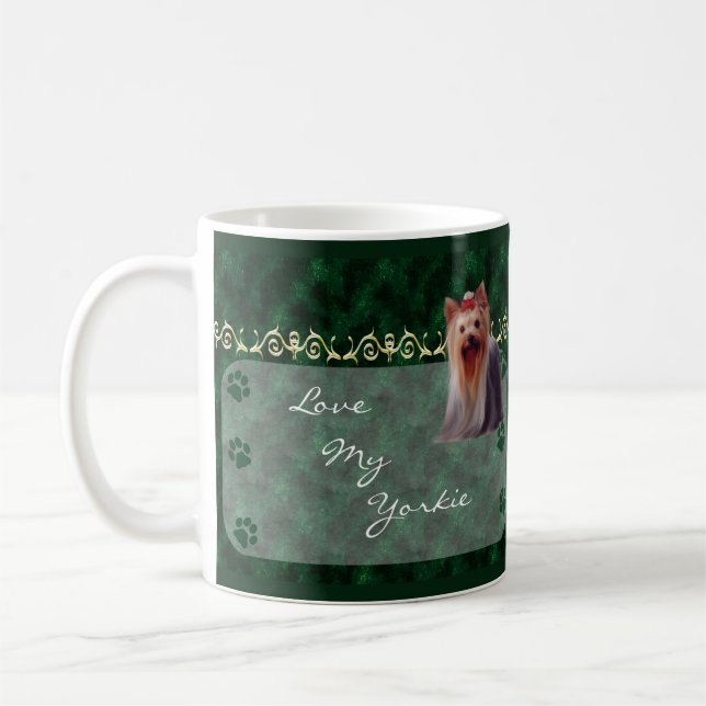 Café Ame minha caneca de Pawprint do yorkshire terrier (Esquerda)