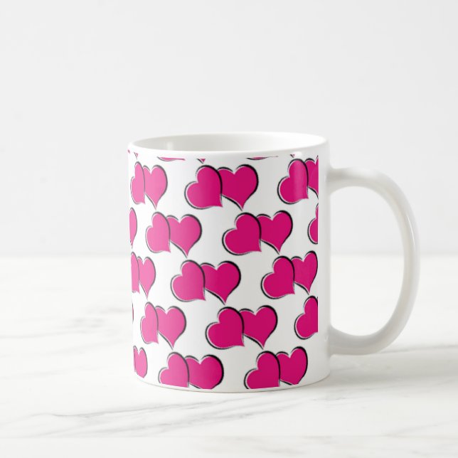 Café Amo caneca de corações rosa (Direita)