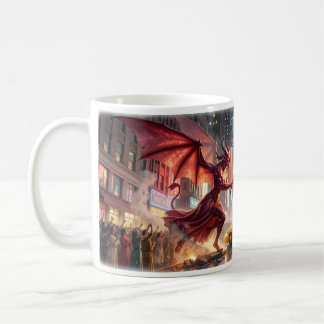 Café Anjo vs Demônio Batalha nas Ruas de NYC Caneca Épi
