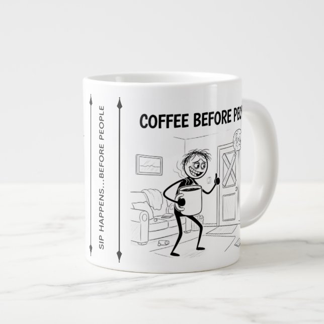 Café Antes Da Pessoas De Mug - Xícara Engraçada De (Frente Esquerda)