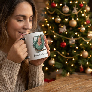 Café Anúncio de Nascimento Divertido com Foto Caneca Pe