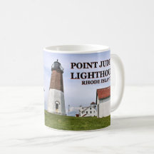 Aponte o farol de Judith, Rhode - caneca da ilha