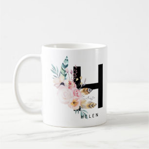 Café Aquarela de Boho do monograma da caneca do