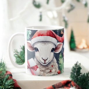 Café Aquarela Ovino Festivo Caneca de Natal