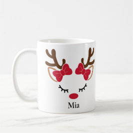 Café Arcos vermelhos bonitos Rapariga Reindee Caneca de