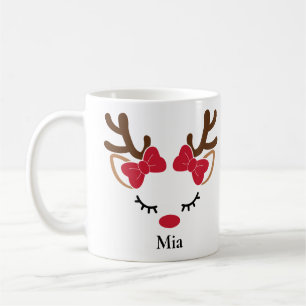 Café Arcos vermelhos bonitos Rapariga Reindee Caneca de