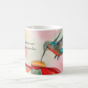 Café Arte em aquarela de beija-flor em uma caneca de ca