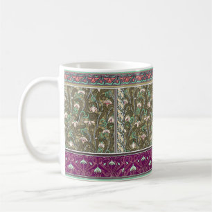Café Arte nouveau flor em queda de neve caneca