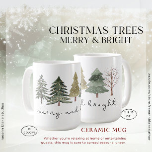 Café Árvores de Natal Alegre & Brilhante Caneca de Cerâ