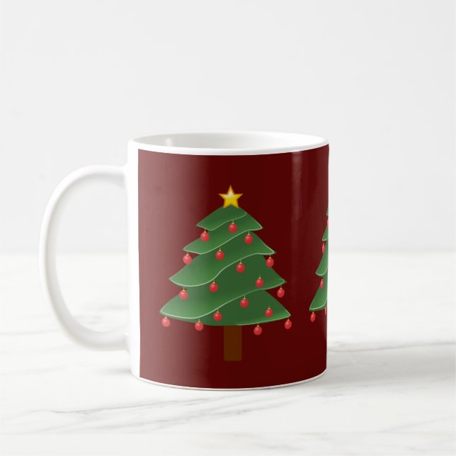 Café Árvores de Natal/ Caneca Clássica Vermelha (Esquerda)