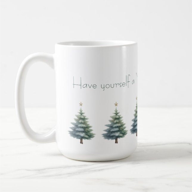 Café Árvores de Natal com Caneca de Mensagem Personaliz (Esquerda)