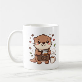 Café Avental de Barista de Lontra Fofa Caneca Presente