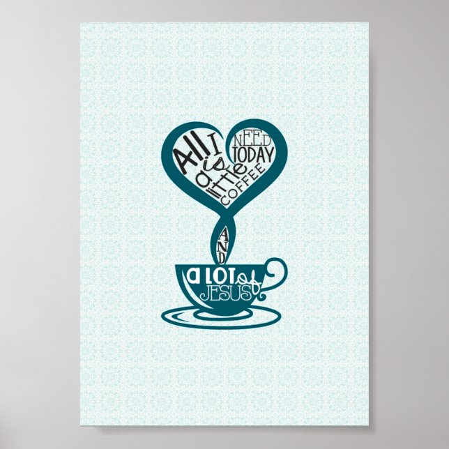 Café Azul e Jesus Poster 5"x7" (Frente)