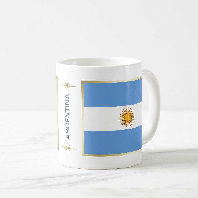 Café Bandeira de Argentina + Caneca do mapa (Frente Esquerda)