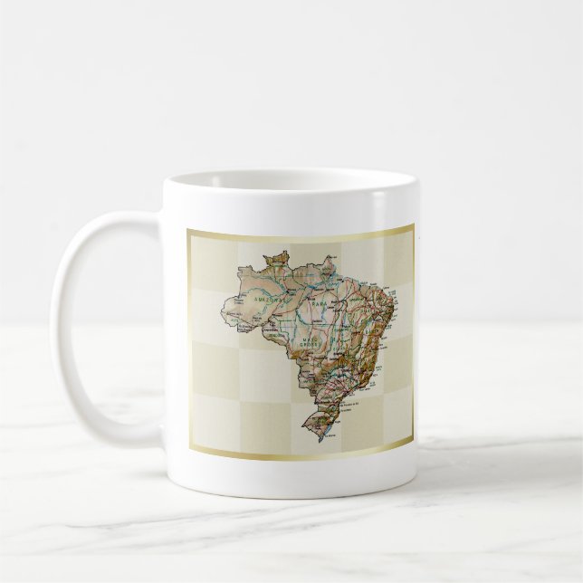 Café Bandeira de Brasil + Caneca do mapa (Esquerda)