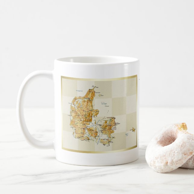 Café Bandeira de Dinamarca + Caneca do mapa (Com Donut)