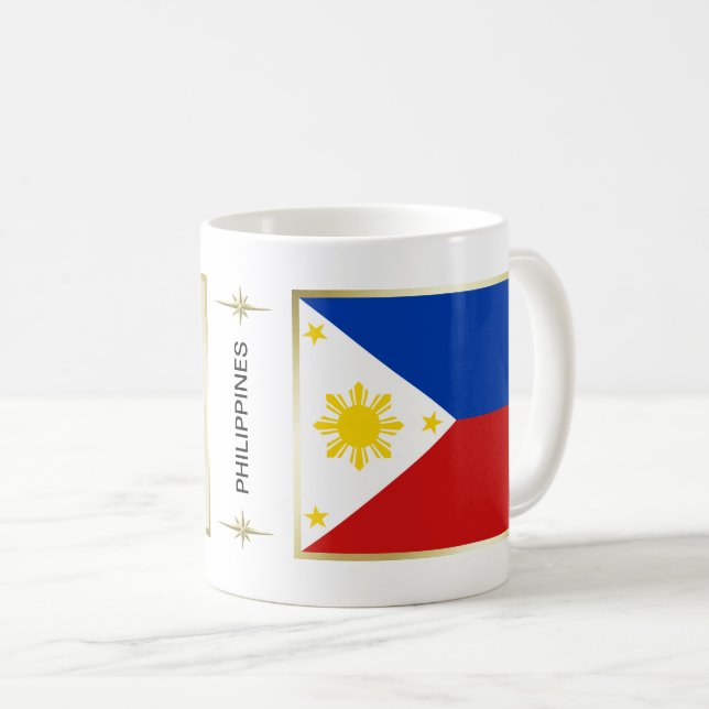Café Bandeira de Filipinas + Caneca do mapa (Frente Esquerda)