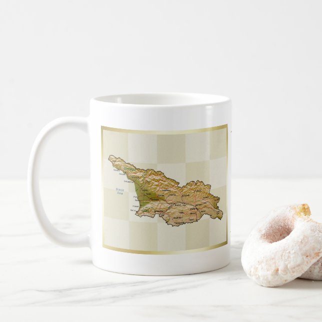 Café Bandeira de Geórgia + Caneca do mapa (Com Donut)