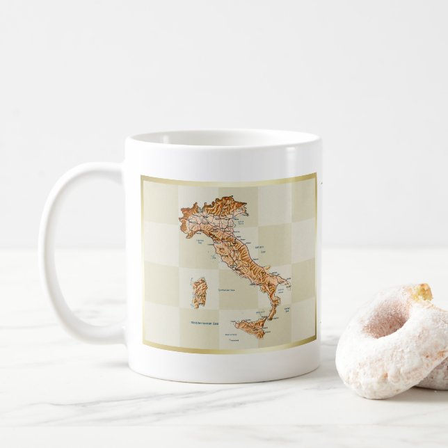 Café Bandeira de Italia + Caneca do mapa (Com Donut)