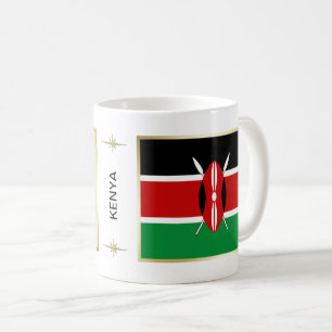 Café Bandeira de Kenya + Caneca do mapa