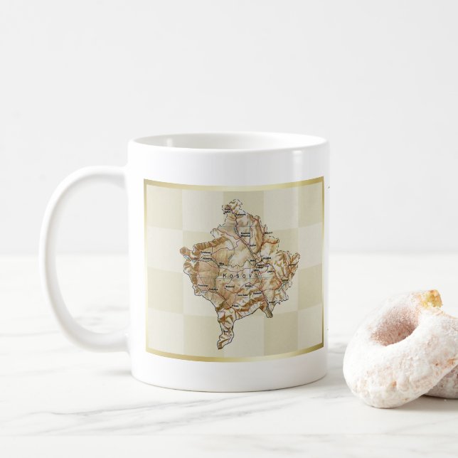 Café Bandeira de Kosovo + Caneca do mapa (Com Donut)