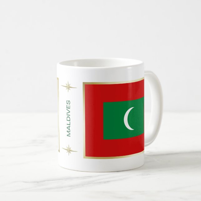 Café Bandeira de Maldives + Caneca do mapa (Frente Esquerda)