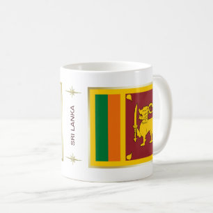 Café Bandeira de Sri Lanka + Caneca do mapa