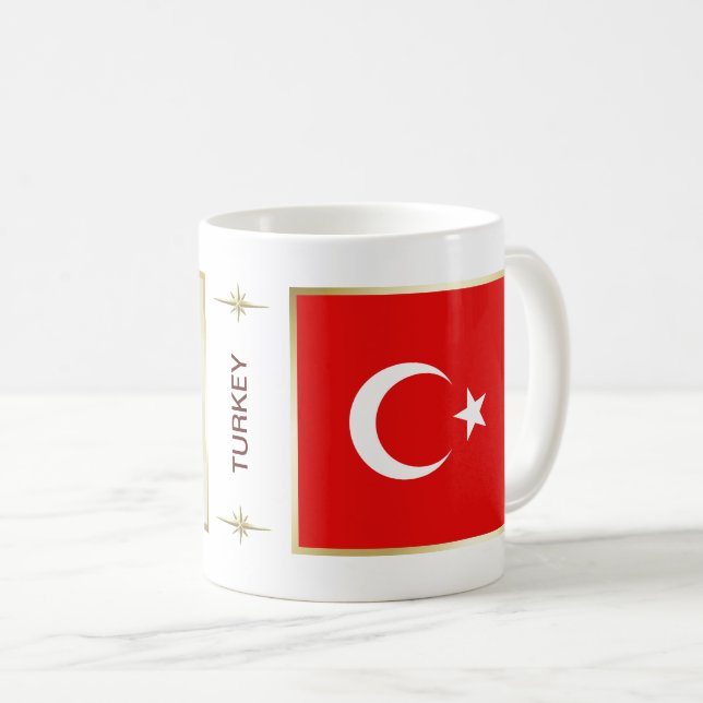 Café Bandeira de Turquia + Caneca do mapa (Frente Esquerda)