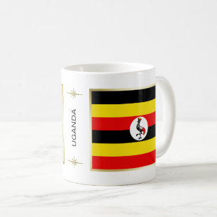 Café Bandeira de Uganda + Caneca do mapa