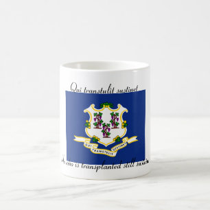 Café Bandeira e divisa do estado de Connecticut caneca