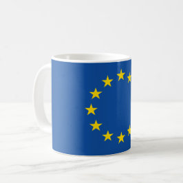 Café Bandeira européia abstrata, caneca poli da arte de