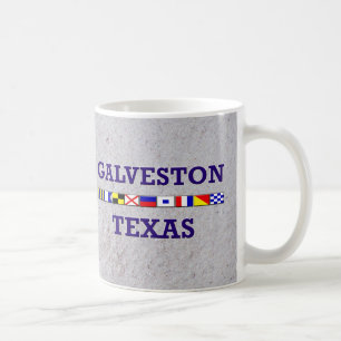 Café Bandeira náutica de Galveston - caneca da areia