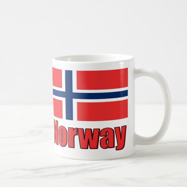 Café bandeira/Noruega brancas da caneca de 11oz (Direita)