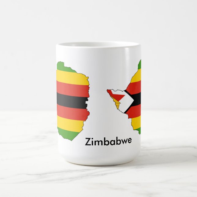 Café Bandeira temático de Zimbabwe e caneca do mapa (Centro)