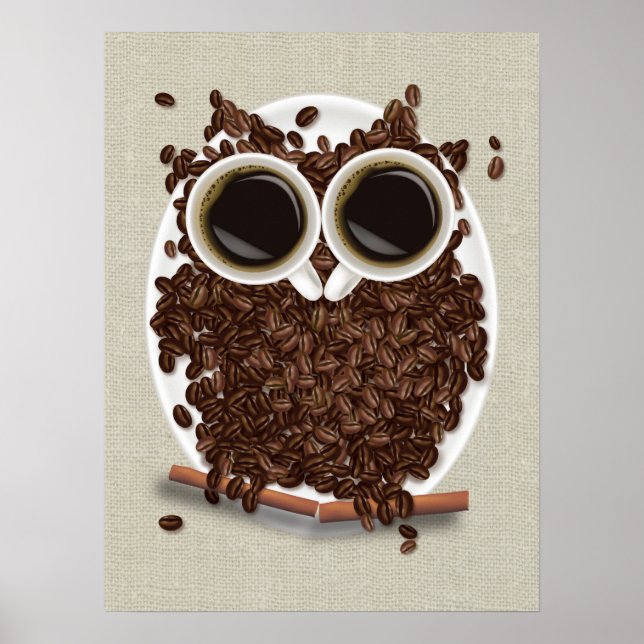 Café Bean Owl Poster Art (Frente)