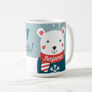 Café Beary Christmas com caneca branca de urso polar