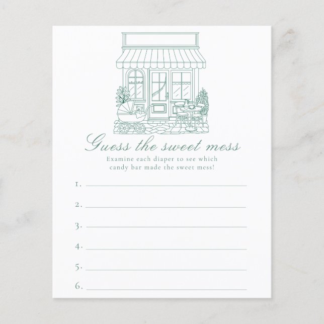 Cafe Bebe Baby shower Guess the sweet mess game (Frente)