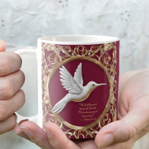 Beija-flor Branco na Caneca de Bênção Matinal Verm