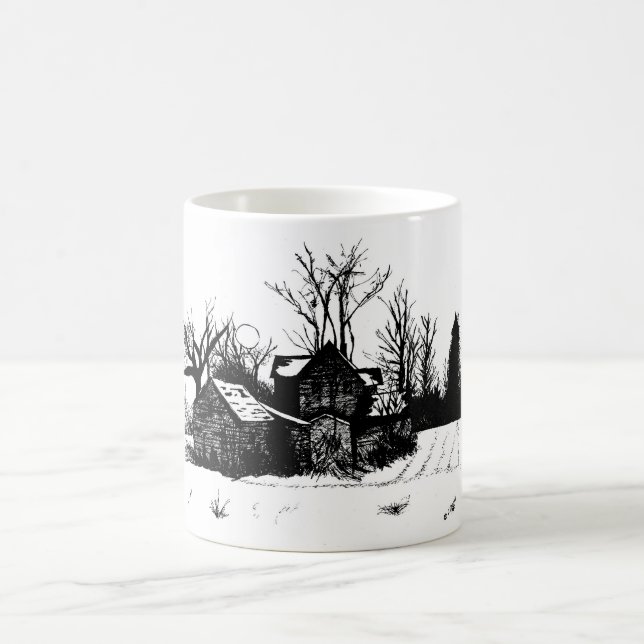 Café Bela caneca com cena de Fazenda de inverno (Centro)