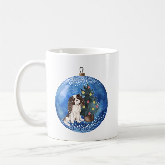 Café Bela Cavalier Rei Charles Spaniel, caneca de Natal (Esquerda)