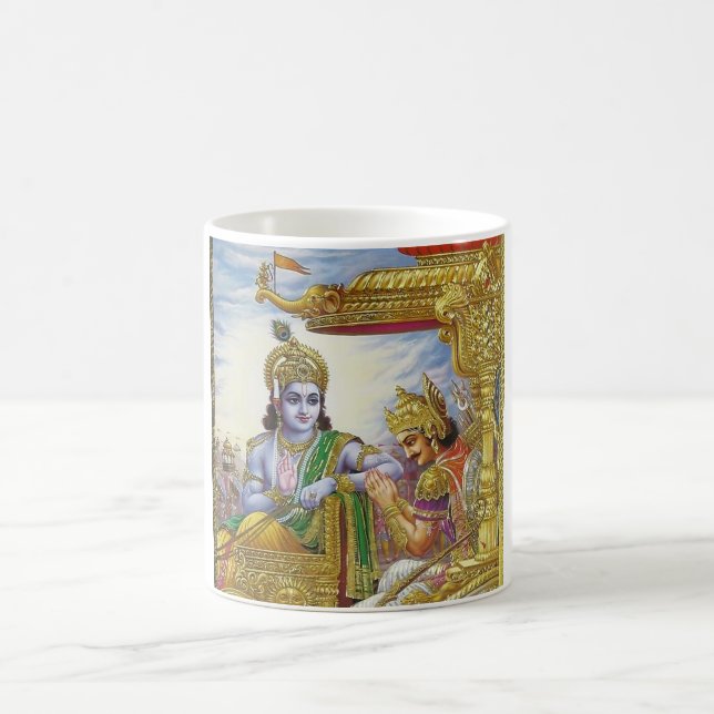 Café Bhagavad Gita - caneca de Krishna Arjuna (Centro)