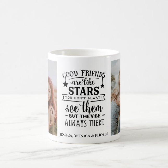 Café "Boas Amizades São Como Estrelas" Caneca de Foto (Centro)