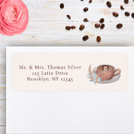 Café Boho Com Flores Etiqueta de Endereço de Remet
