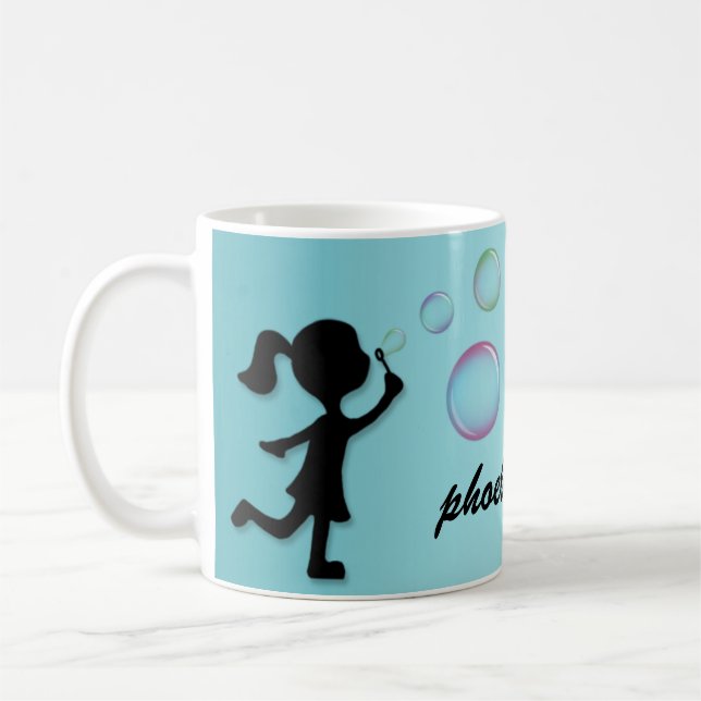 Café Bolhas de sopro - caneca personalizada azul do (Esquerda)