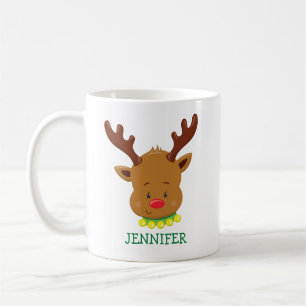 Café Bonita Reindeer Personalizada Caneca de Natal