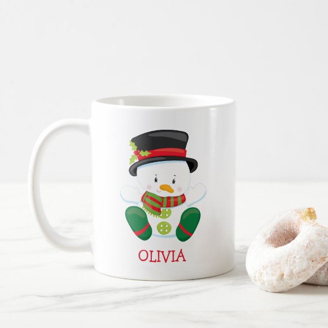 Café Bonita Snowman Personalizada Caneca de Natal (Com Donut)