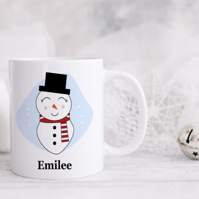 Café Bonito boneco de neve com caneca de Natal vermelha (Criador carregado)