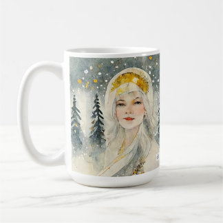 Café Bonito rainha da neve caneca de Natal em uma flore