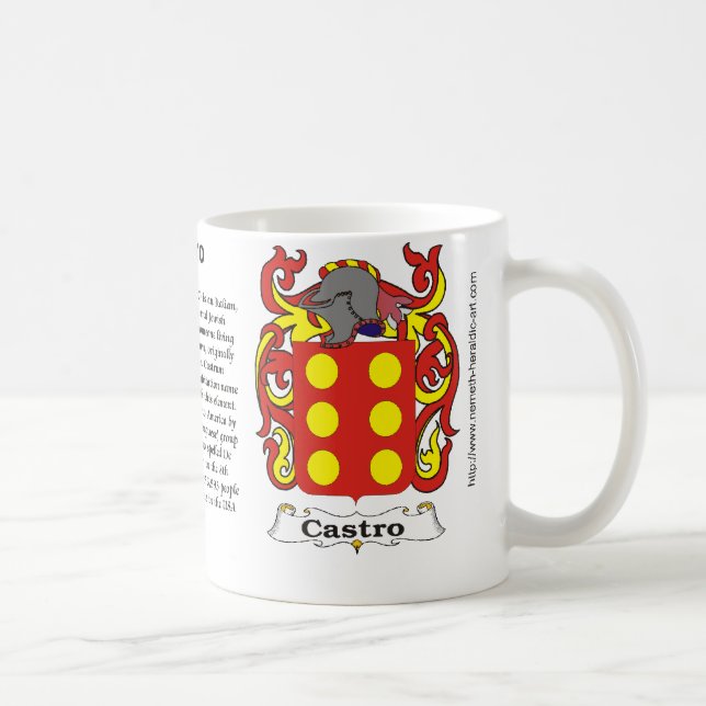 Café Brasão da família de Castro em uma caneca (Direita)