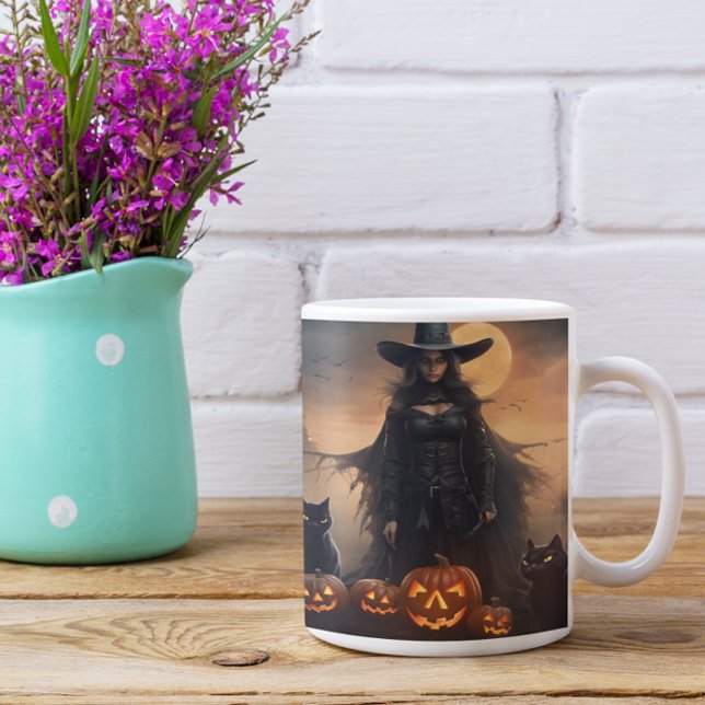 Café Bruxa de Halloween Assustadora 28 Caneca (Scary Halloween Characters version 28 Mug
)